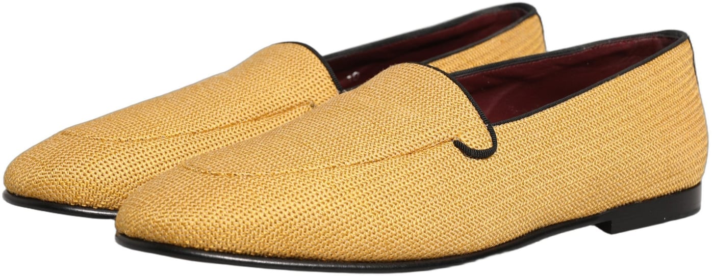 Dolce & Gabbana Yellow Woven Men Slip On Dress Loafers Shoes