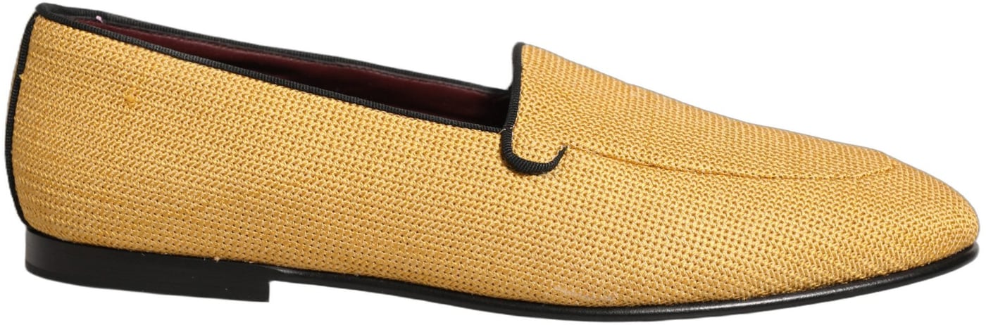 Dolce & Gabbana Yellow Woven Men Slip On Dress Loafers Shoes