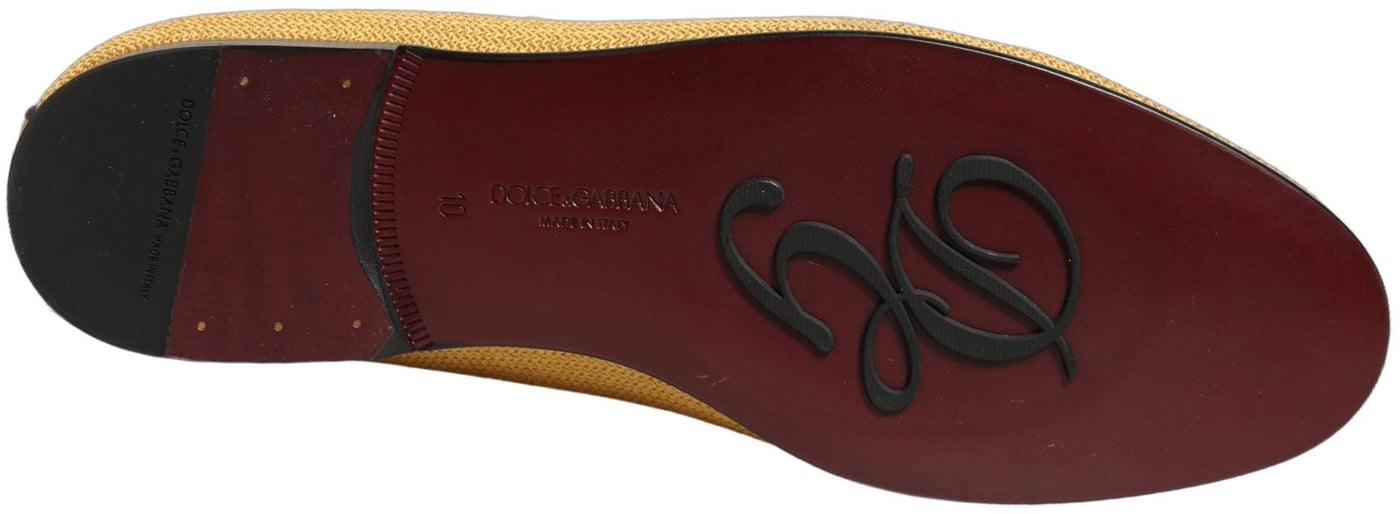 Dolce & Gabbana Yellow Woven Men Slip On Dress Loafers Shoes