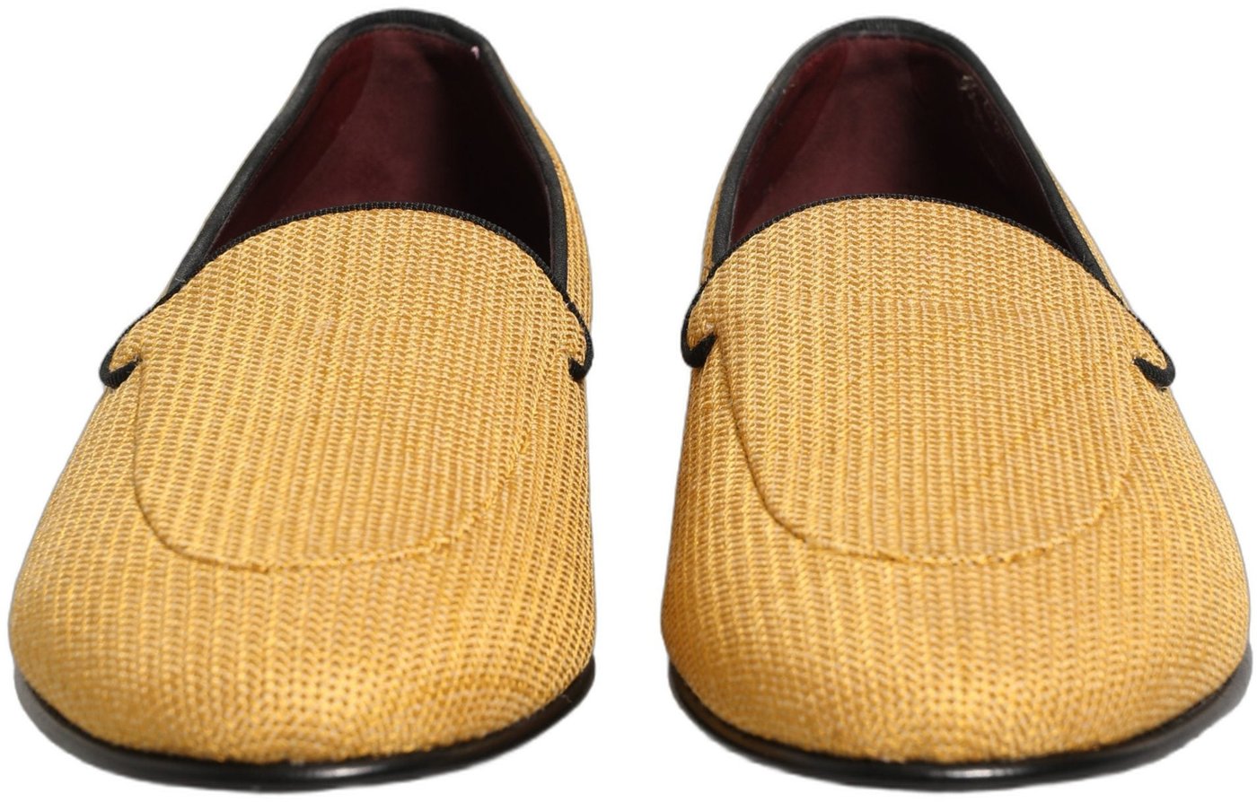 Dolce & Gabbana Yellow Woven Men Slip On Dress Loafers Shoes