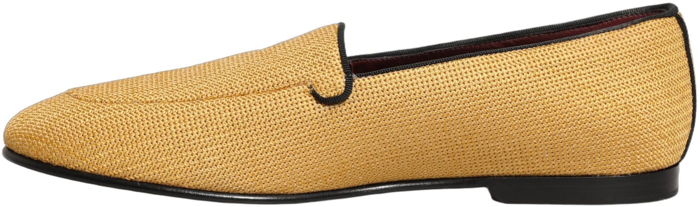 Dolce & Gabbana Yellow Woven Men Slip On Dress Loafers Shoes