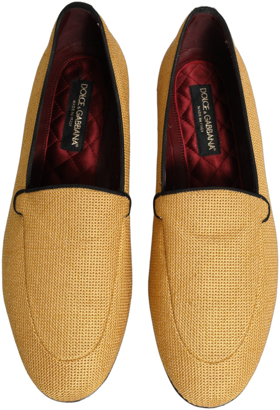 Dolce & Gabbana Yellow Woven Men Slip On Dress Loafers Shoes