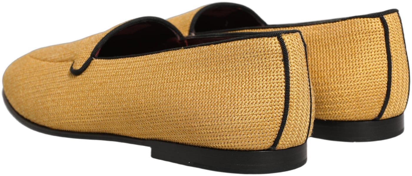 Dolce & Gabbana Yellow Woven Men Slip On Dress Loafers Shoes