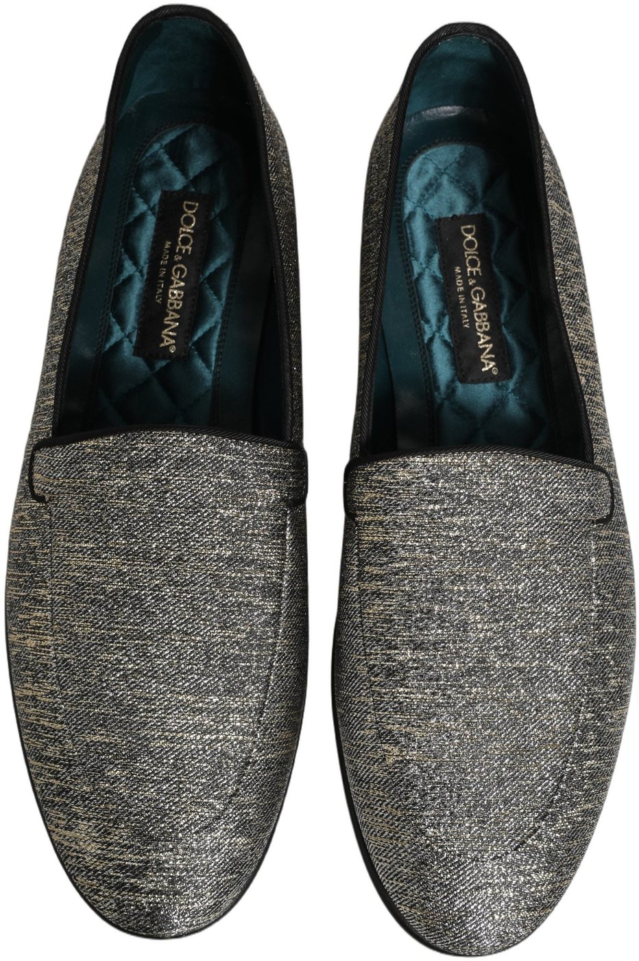 Dolce & Gabbana Gray Lurex Glitter Men Dress Loafers Shoes