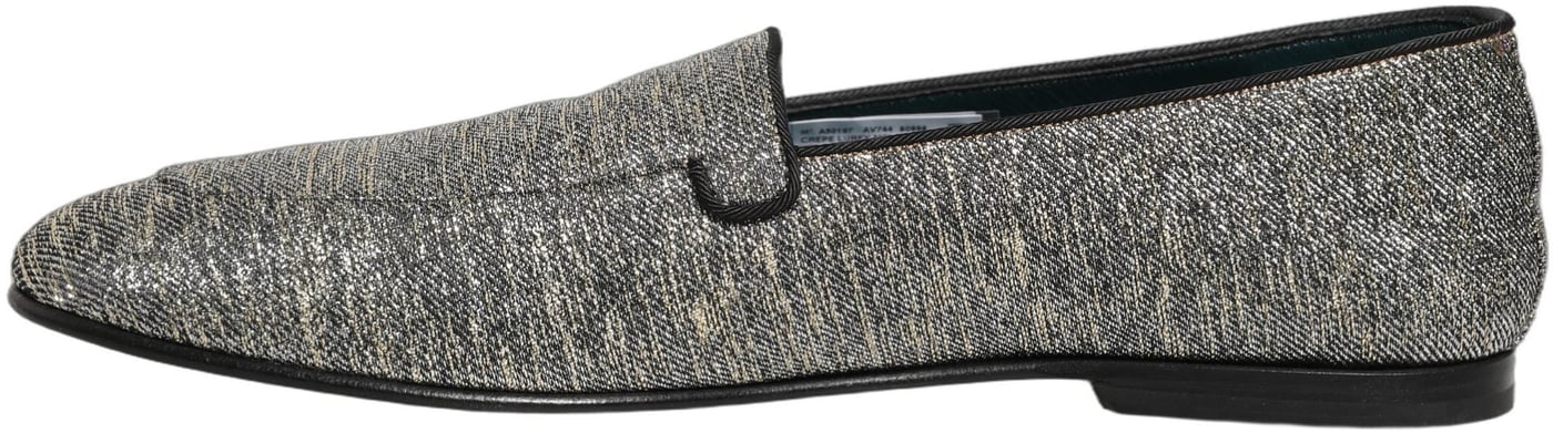 Dolce & Gabbana Gray Lurex Glitter Men Dress Loafers Shoes