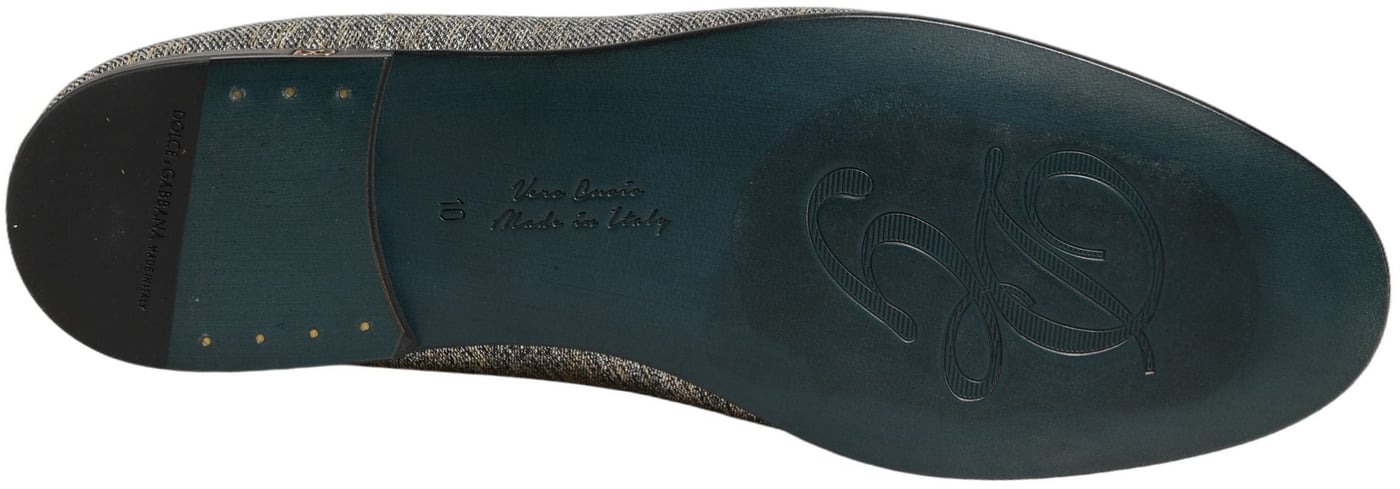 Dolce & Gabbana Gray Lurex Glitter Men Dress Loafers Shoes