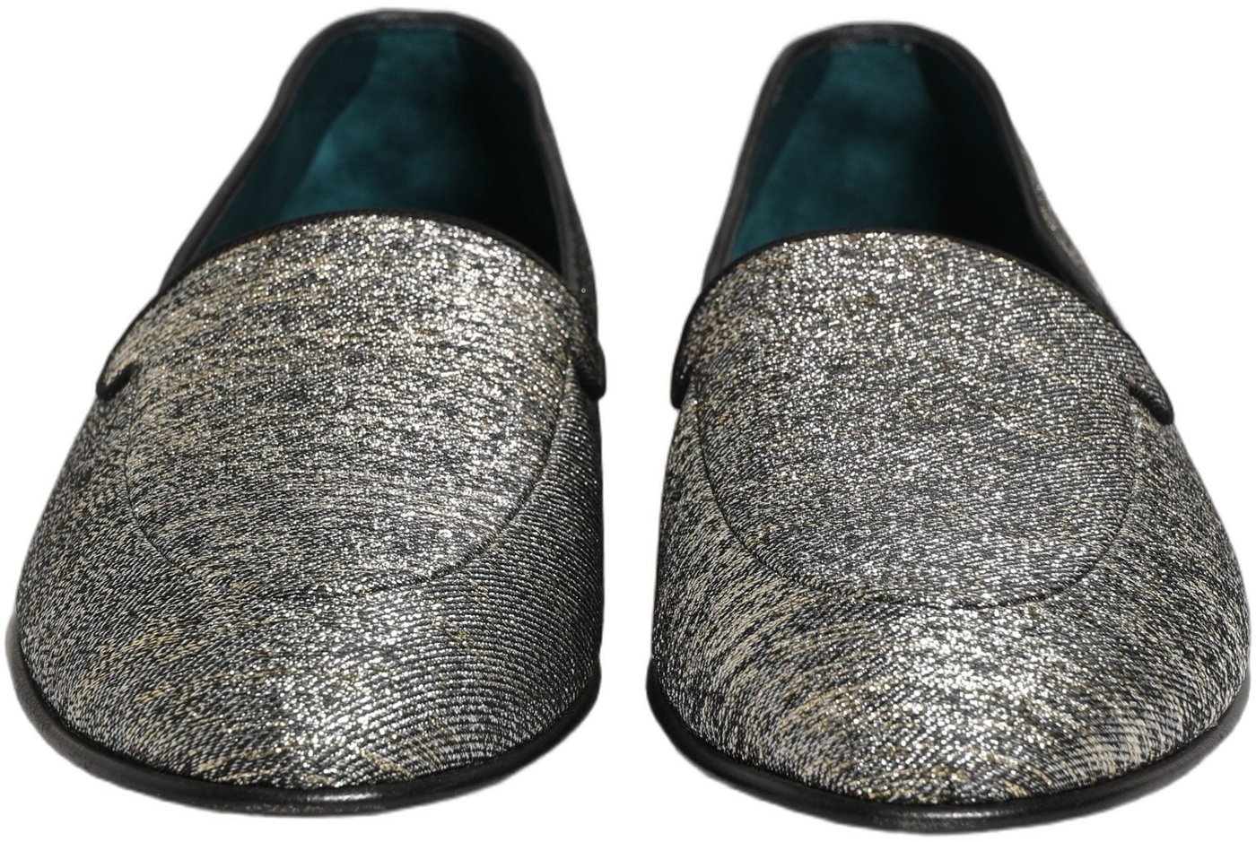 Dolce & Gabbana Gray Lurex Glitter Men Dress Loafers Shoes