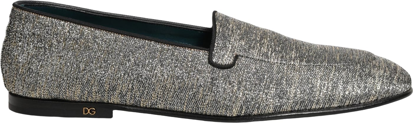 Dolce & Gabbana Gray Lurex Glitter Men Dress Loafers Shoes