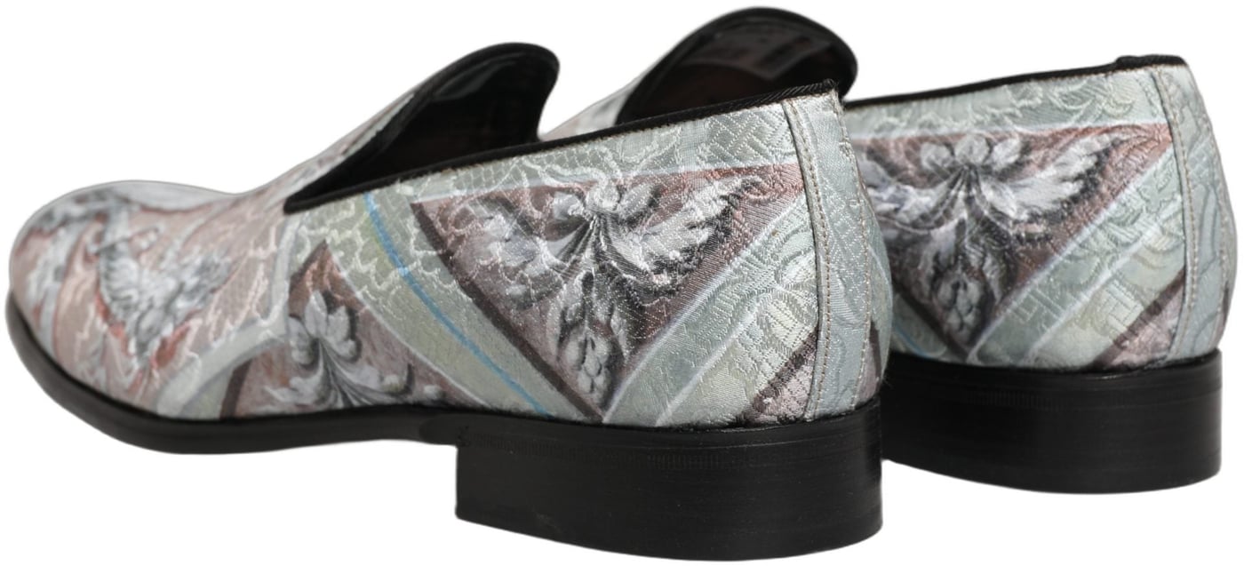 Dolce & Gabbana Multicolor Velvet Baroque Dress Loafers Shoes
