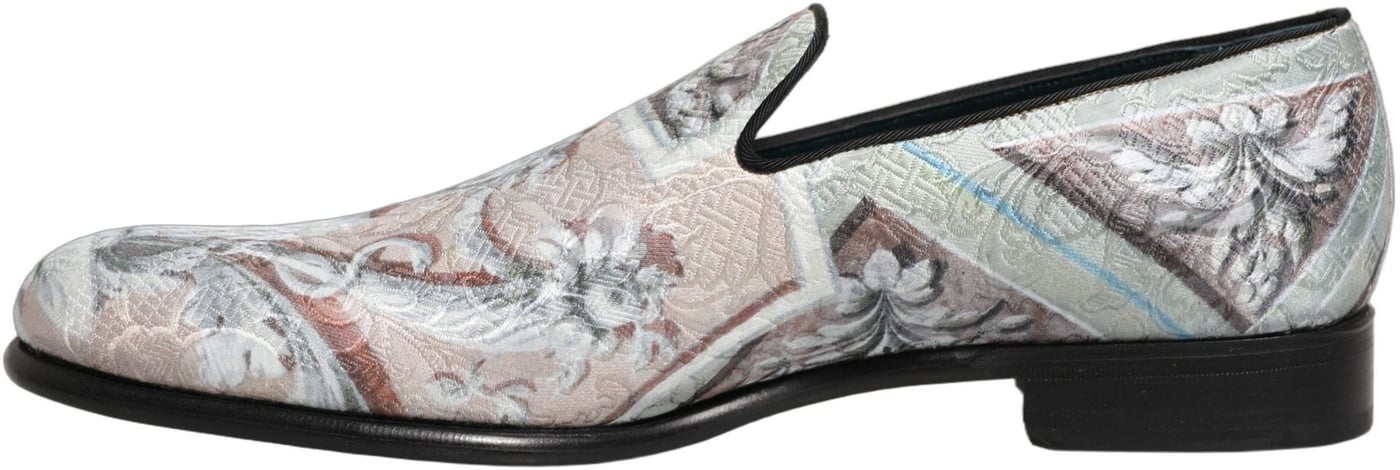 Dolce & Gabbana Multicolor Velvet Baroque Dress Loafers Shoes
