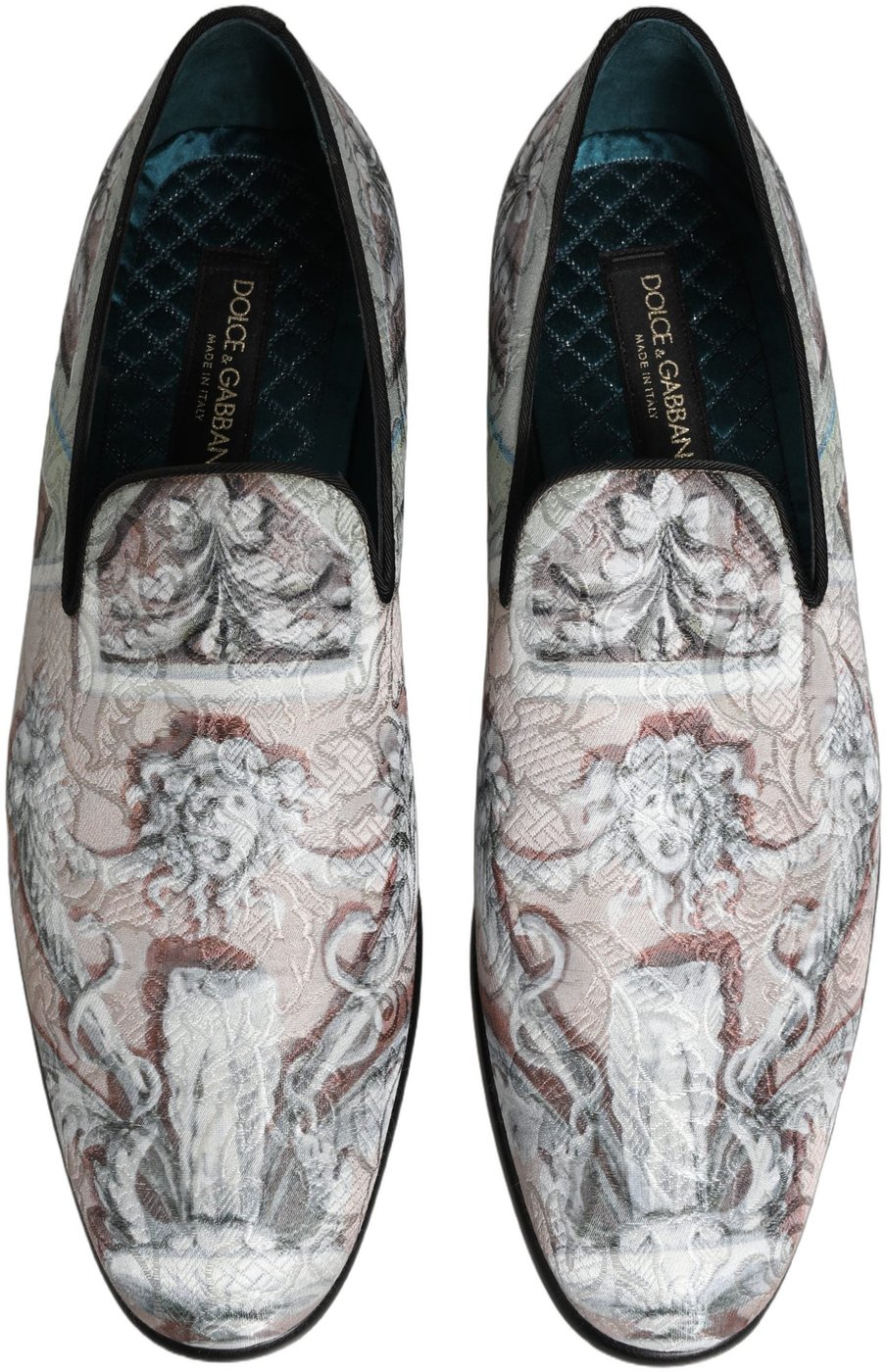 Dolce & Gabbana Multicolor Velvet Baroque Dress Loafers Shoes