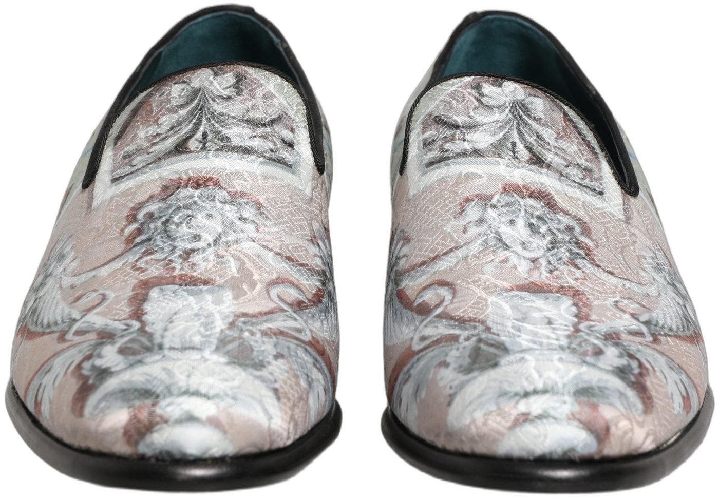 Dolce & Gabbana Multicolor Velvet Baroque Dress Loafers Shoes