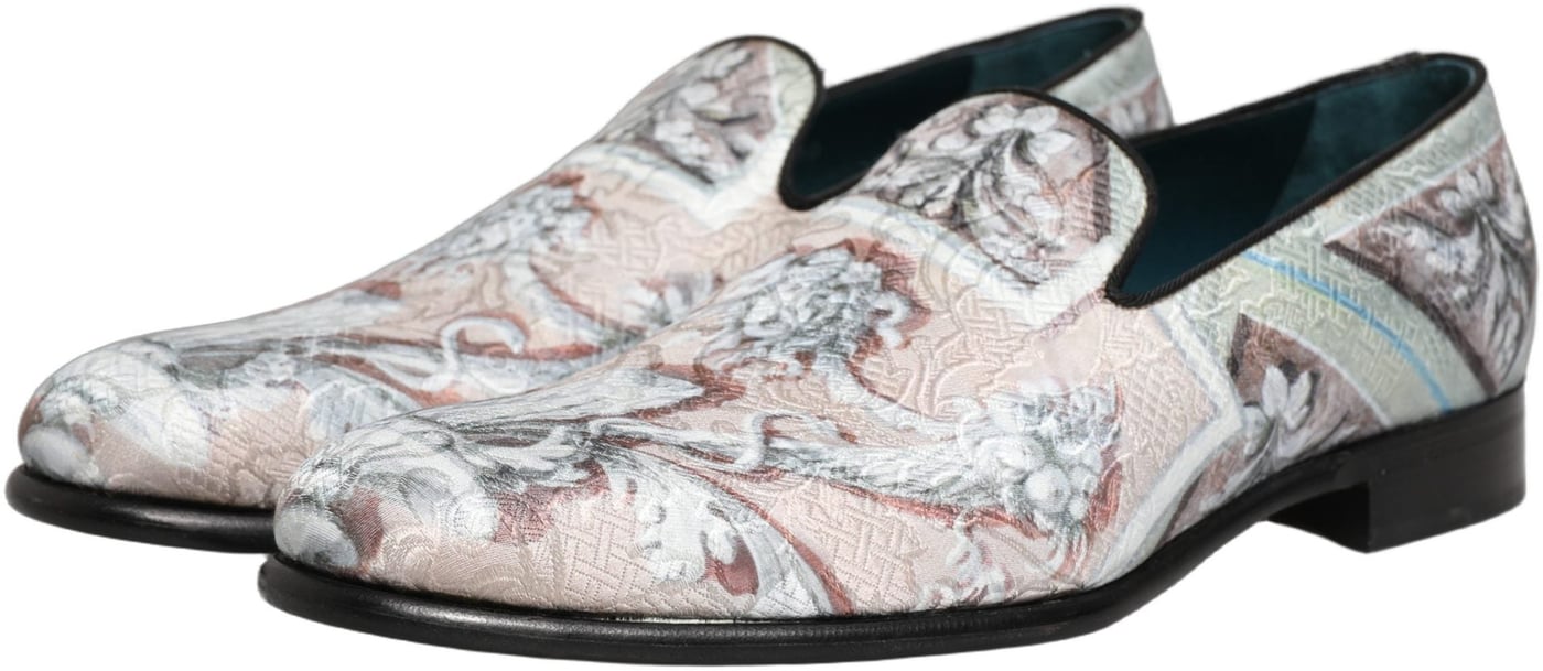 Dolce & Gabbana Multicolor Velvet Baroque Dress Loafers Shoes