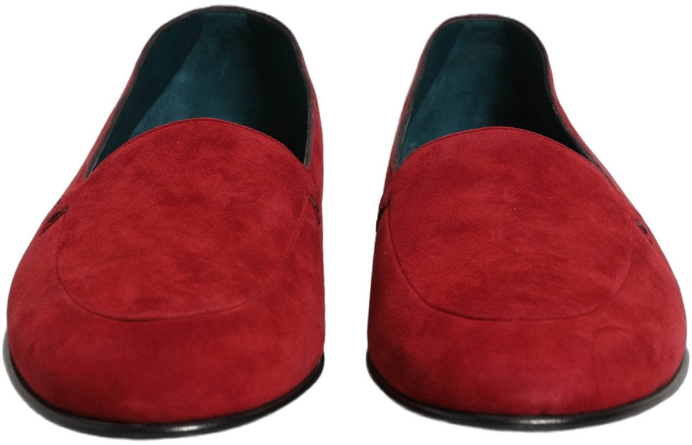 Dolce & Gabbana Red Suede Logo Slip On Flats Loafers Shoes