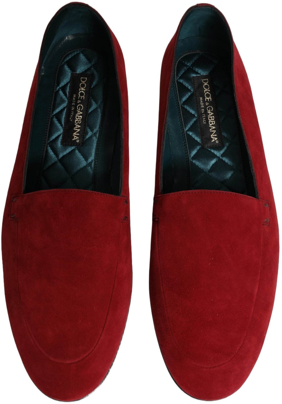 Dolce & Gabbana Red Suede Logo Slip On Flats Loafers Shoes