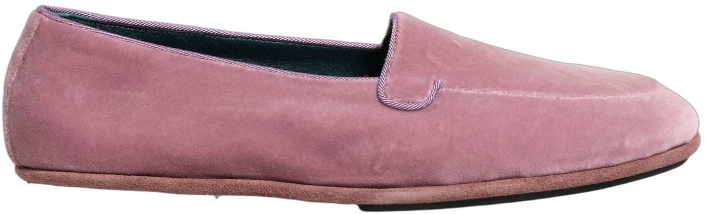 Dolce & Gabbana Pink Velvet Slip On Men Flats Loafers Shoes