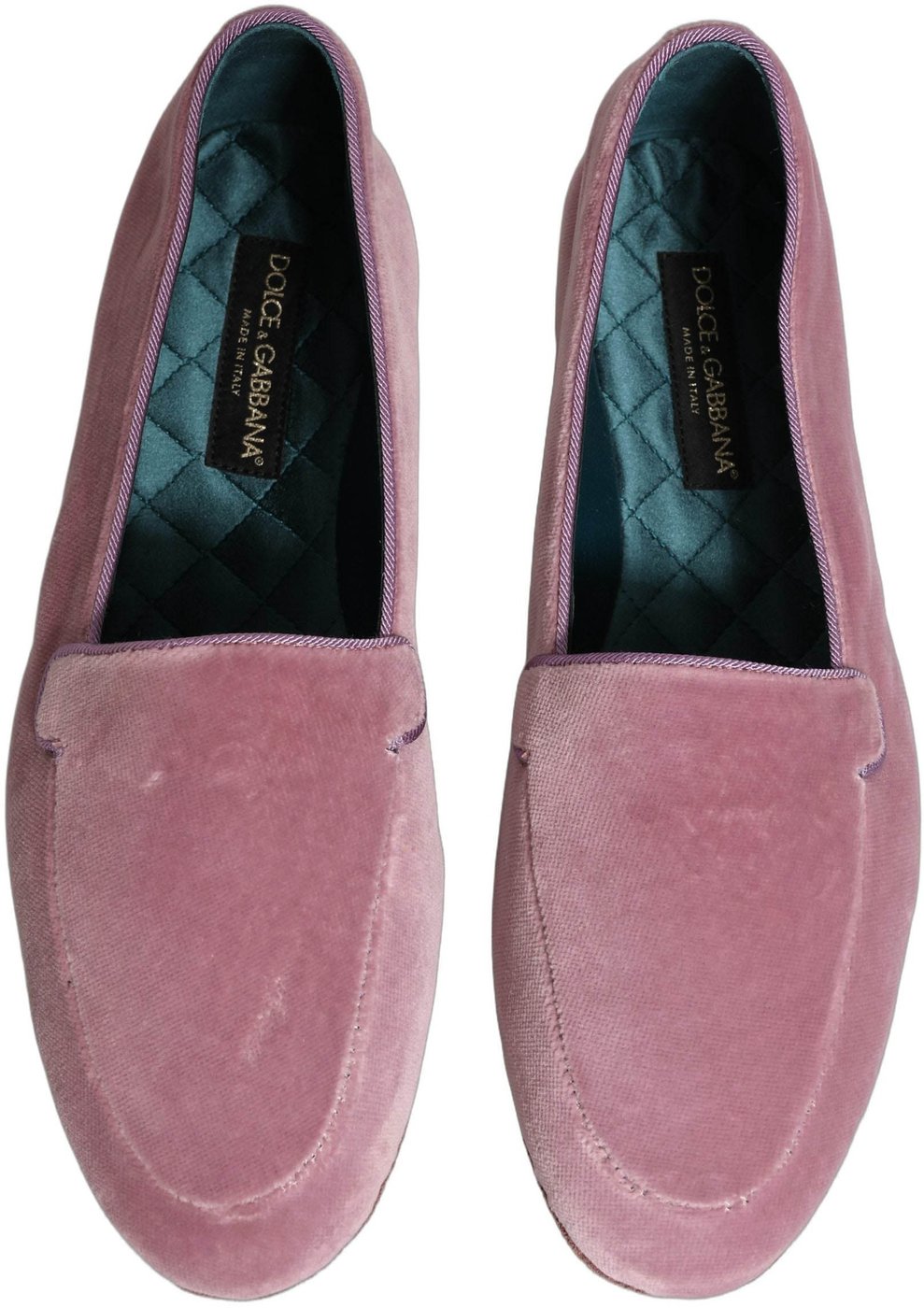 Dolce & Gabbana Pink Velvet Slip On Men Flats Loafers Shoes