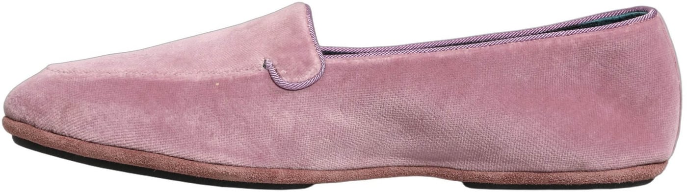 Dolce & Gabbana Pink Velvet Slip On Men Flats Loafers Shoes