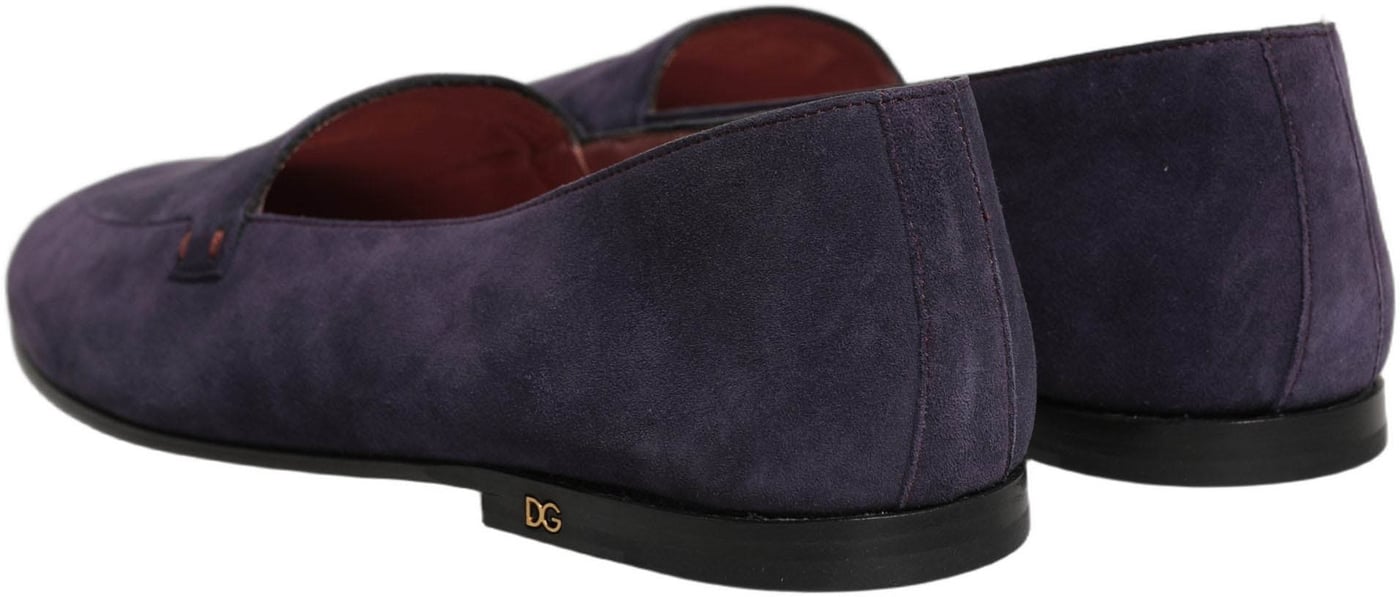 Dolce & Gabbana Violet Velvet Slip On Men Flats Loafers Shoes