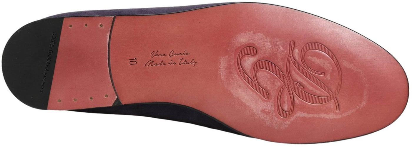 Dolce & Gabbana Violet Velvet Slip On Men Flats Loafers Shoes