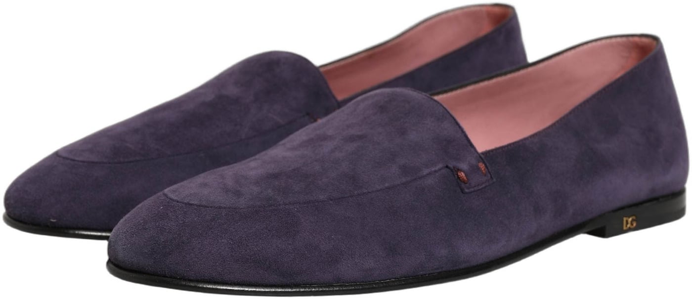 Dolce & Gabbana Violet Velvet Slip On Men Flats Loafers Shoes