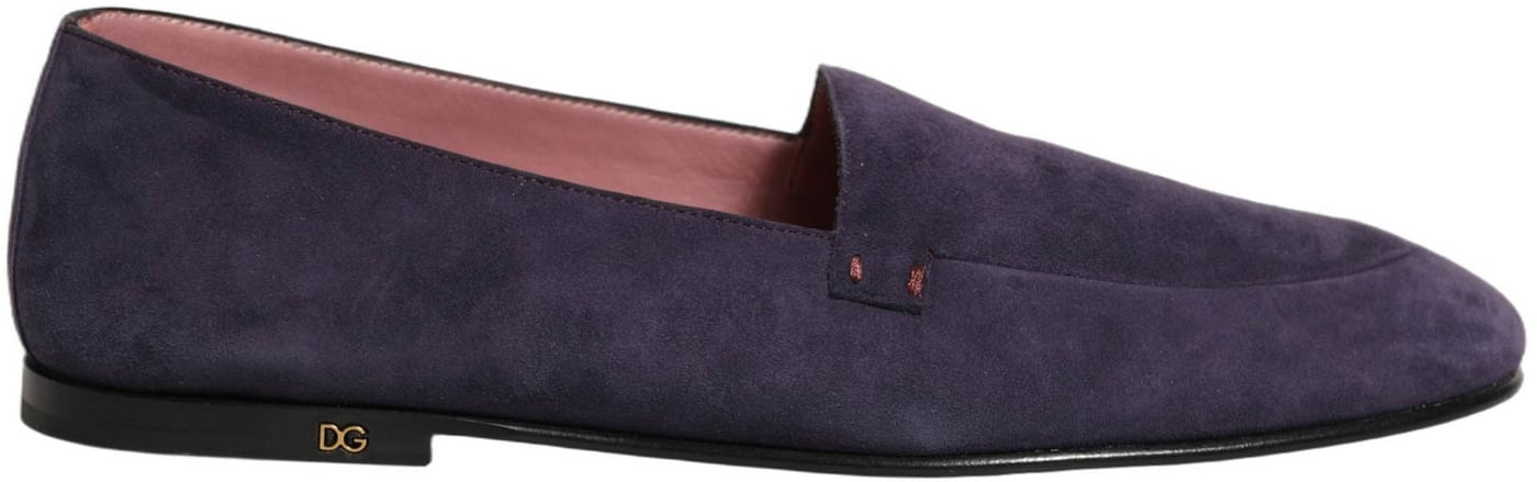 Dolce & Gabbana Violet Velvet Slip On Men Flats Loafers Shoes