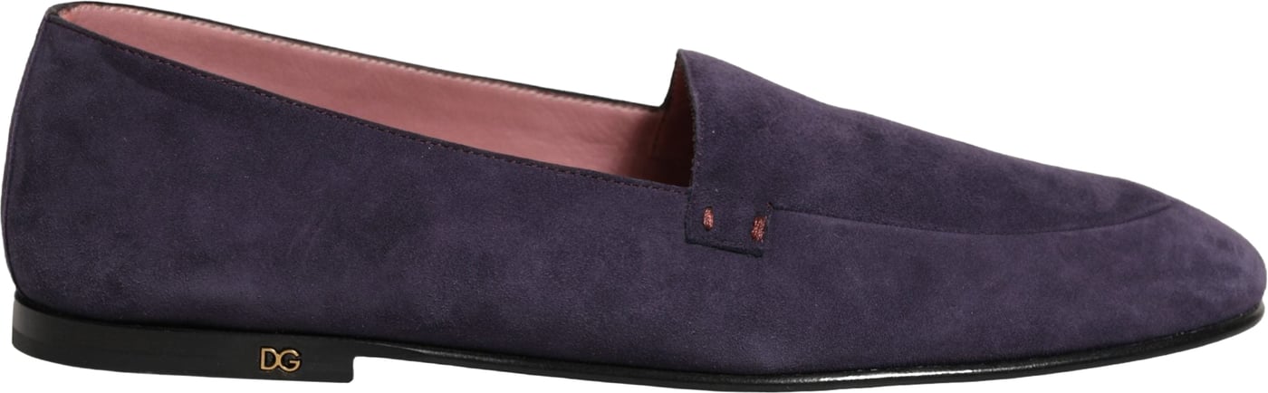 Dolce & Gabbana Violet Velvet Slip On Men Flats Loafers Shoes