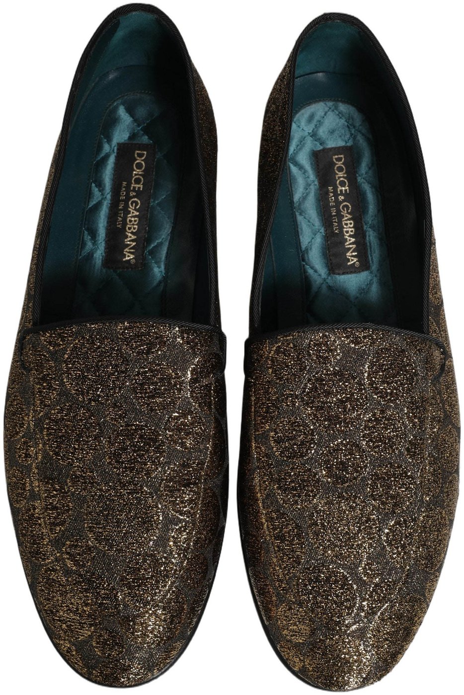 Dolce & Gabbana Gold Lurex Glitter Men Slip On Loafers Shoes