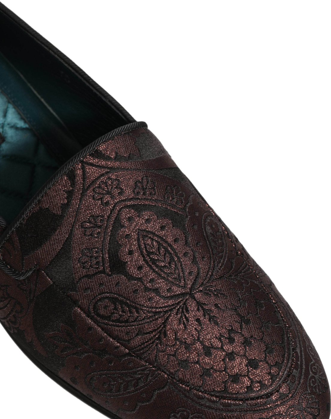 Dolce & Gabbana Maroon Jacquard Leather Slip On Loafers Shoes