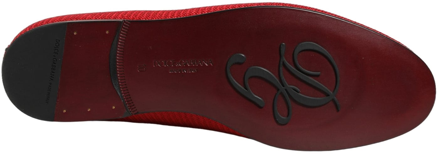 Dolce & Gabbana Red Crown Embellished Dress Loafers Shoes