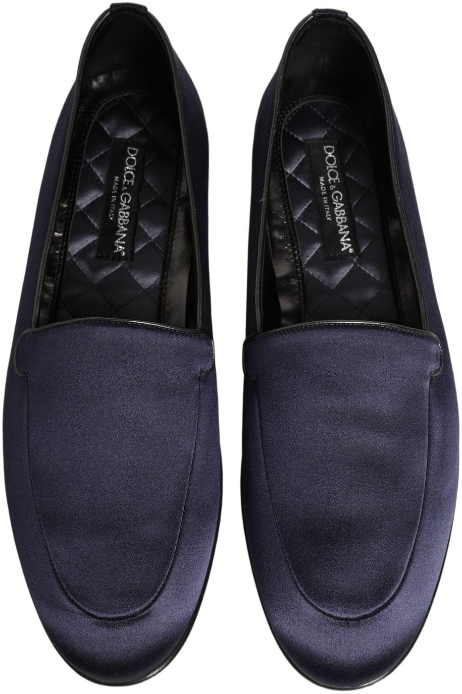 Dolce & Gabbana Navy Blue Satin DG Logo Dress Loafers Shoes