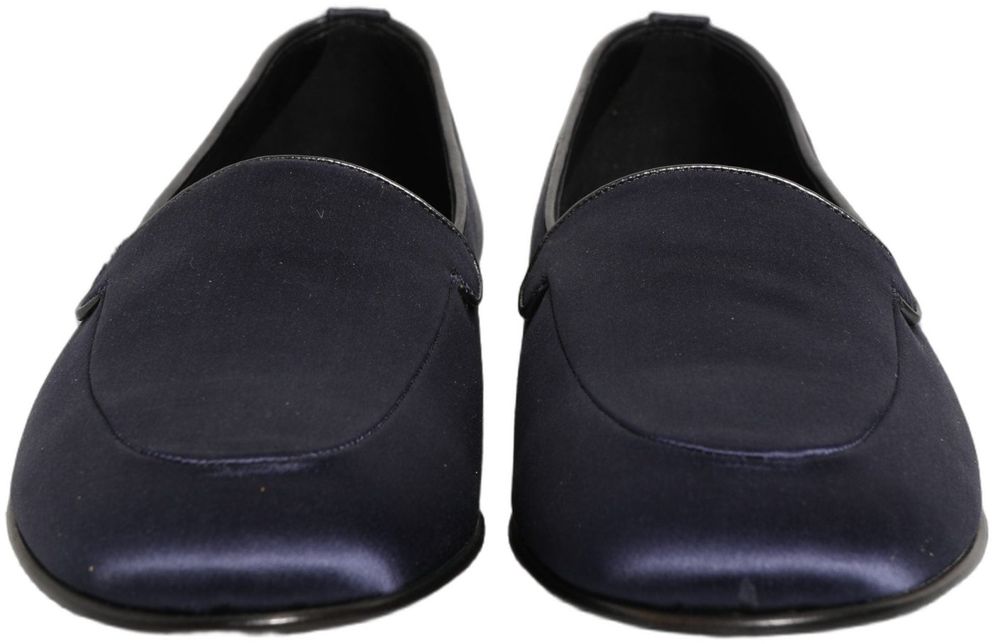 Dolce & Gabbana Navy Blue Satin DG Logo Dress Loafers Shoes