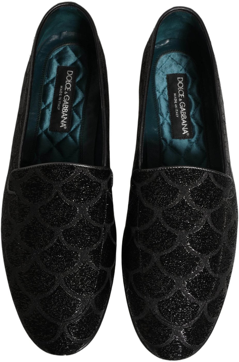 Dolce & Gabbana Black Glitter Brocade Men Dress Loafers Shoes