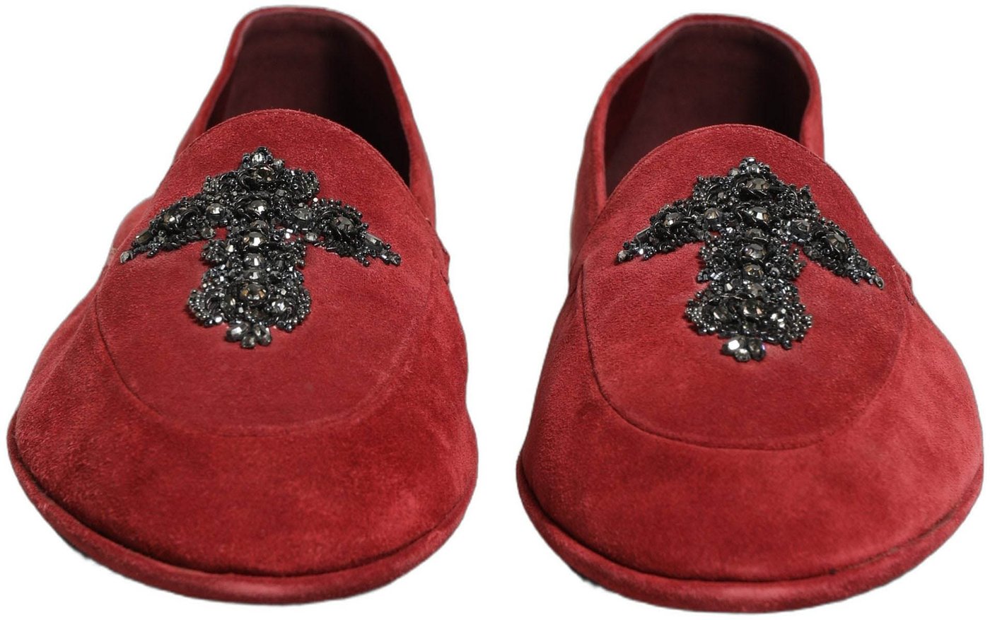 Dolce & Gabbana Red Suede Cross Slip On Dress Loafers Shoes