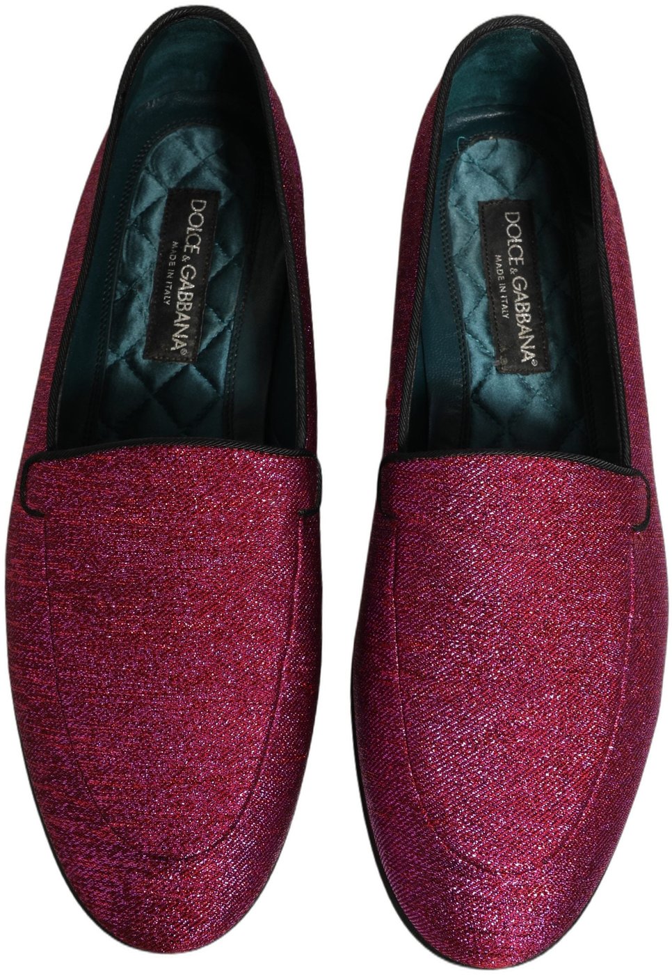 Dolce & Gabbana Pink Glitter Lurex Logo Dress Loafers Shoes