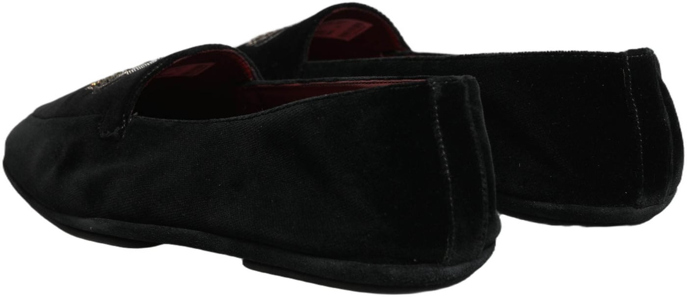 Dolce & Gabbana Black Crown Embellished Dress Loafers Shoes