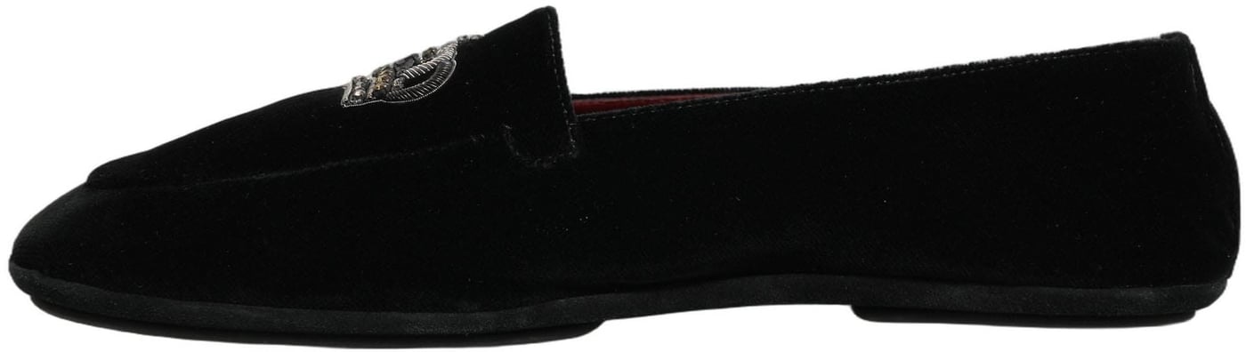 Dolce & Gabbana Black Crown Embellished Dress Loafers Shoes