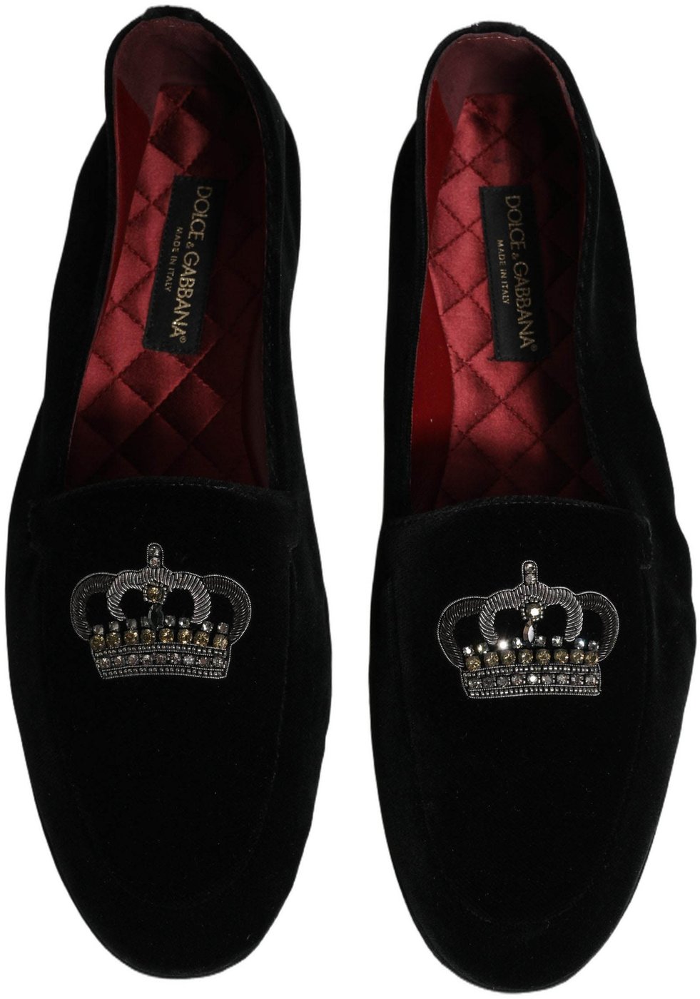 Dolce & Gabbana Black Crown Embellished Dress Loafers Shoes