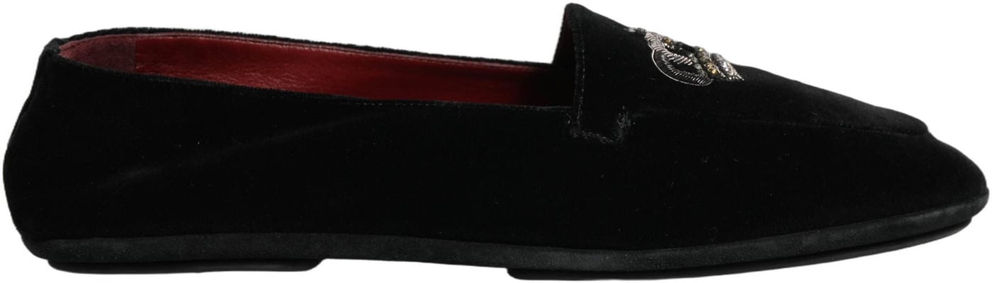 Dolce & Gabbana Black Crown Embellished Dress Loafers Shoes