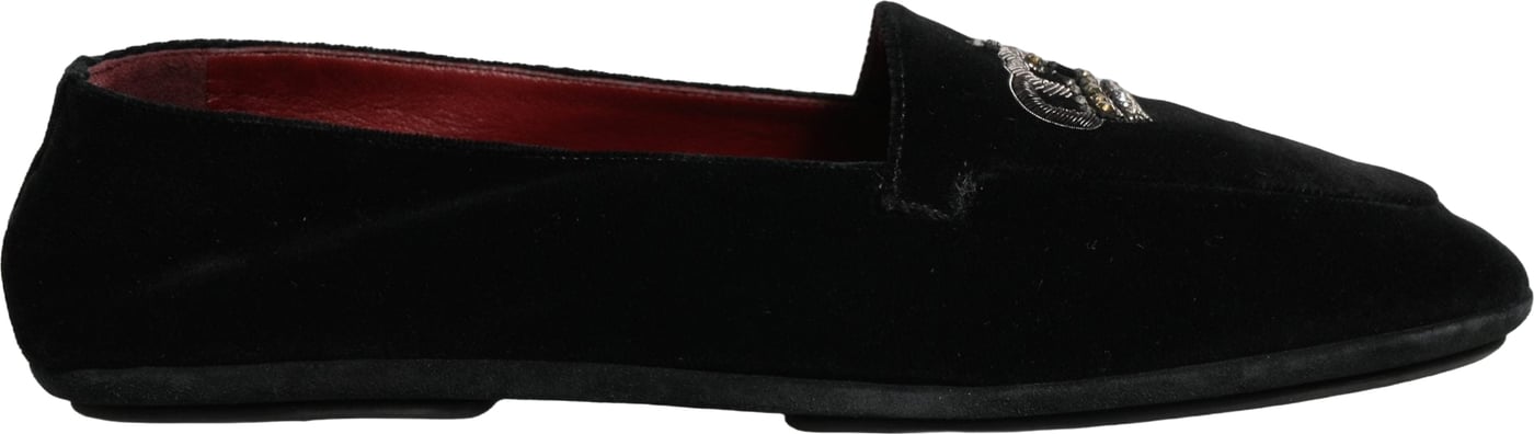 Dolce & Gabbana Black Crown Embellished Dress Loafers Shoes