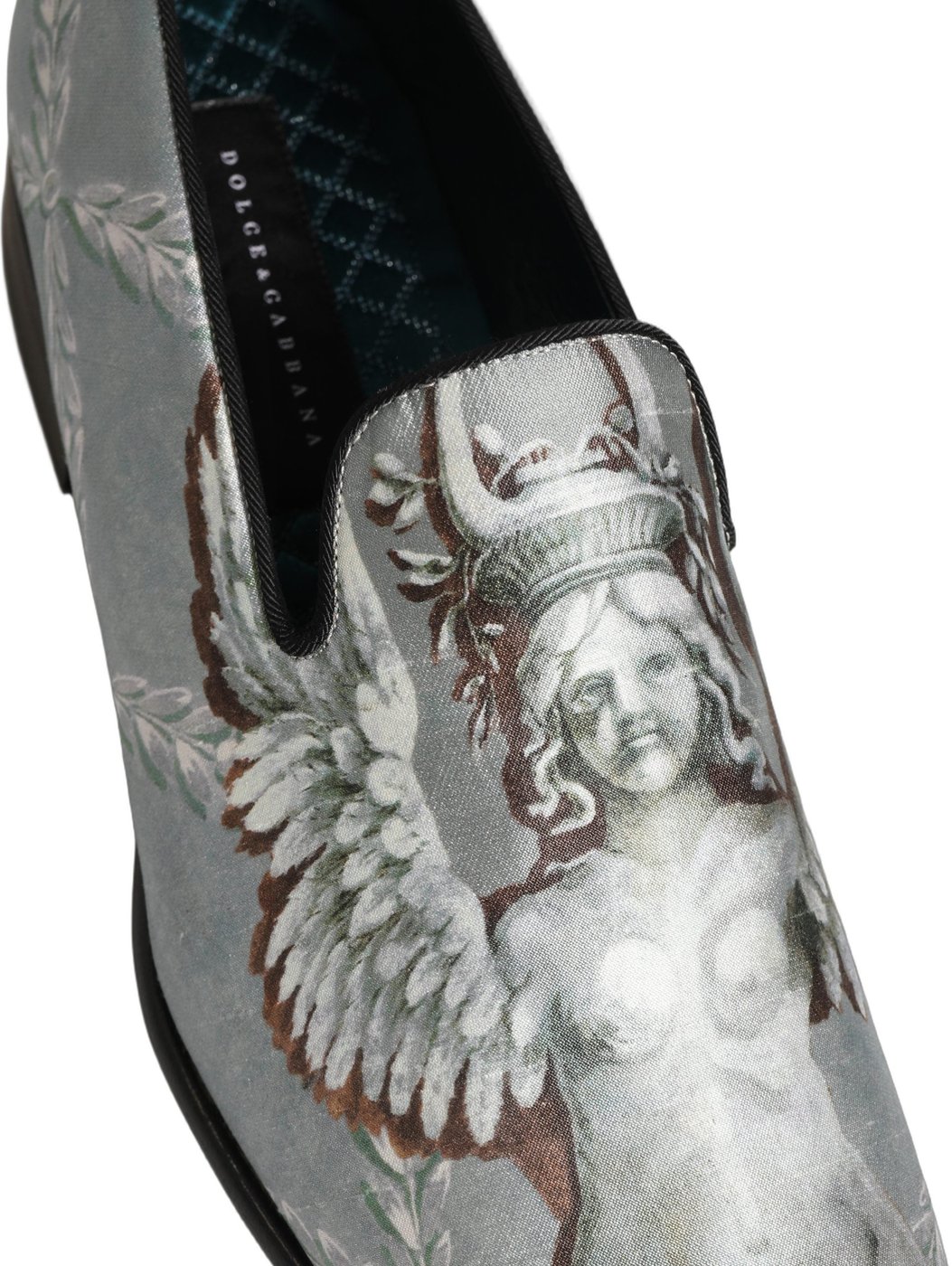 Dolce & Gabbana Gray Baroque Angel Velvet Men Loafers Shoes