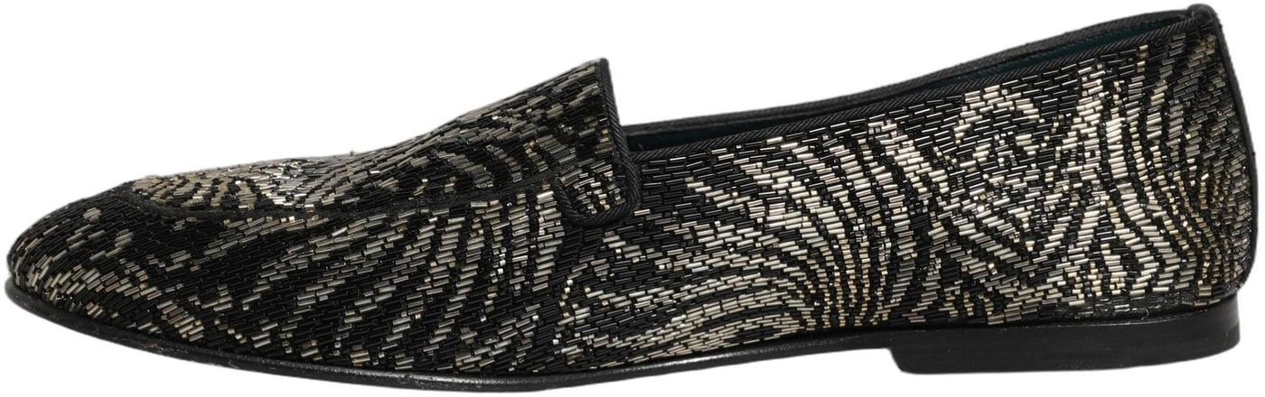 Dolce & Gabbana Black Silver Embellished Dress Loafers Shoes