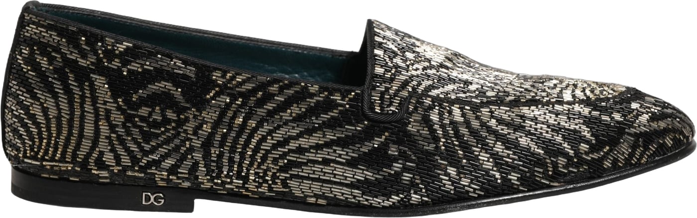 Dolce & Gabbana Black Silver Embellished Dress Loafers Shoes