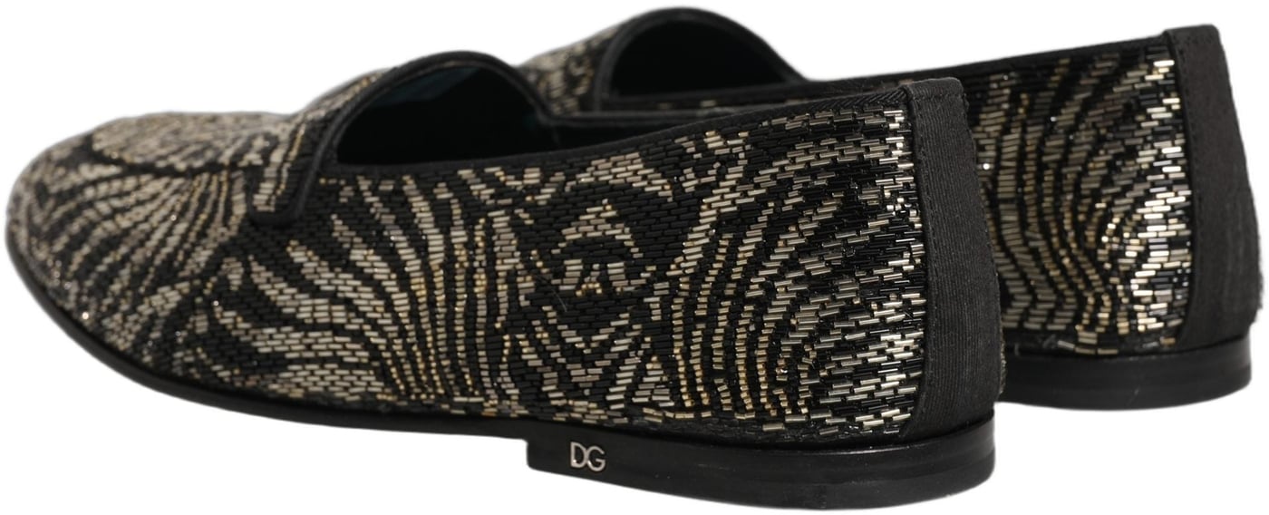 Dolce & Gabbana Black Silver Embellished Dress Loafers Shoes