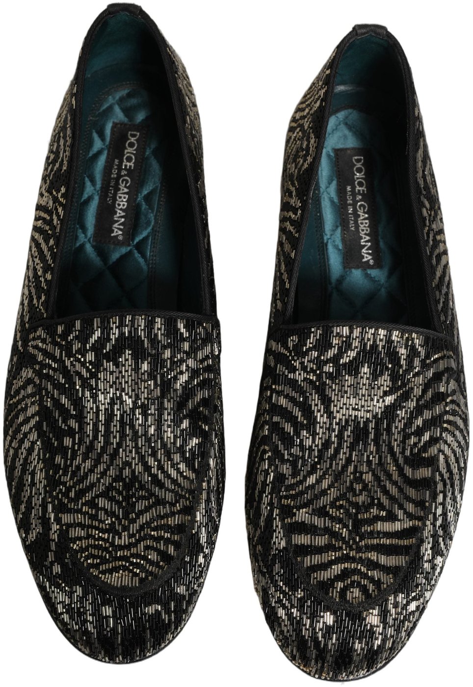 Dolce & Gabbana Black Silver Embellished Dress Loafers Shoes