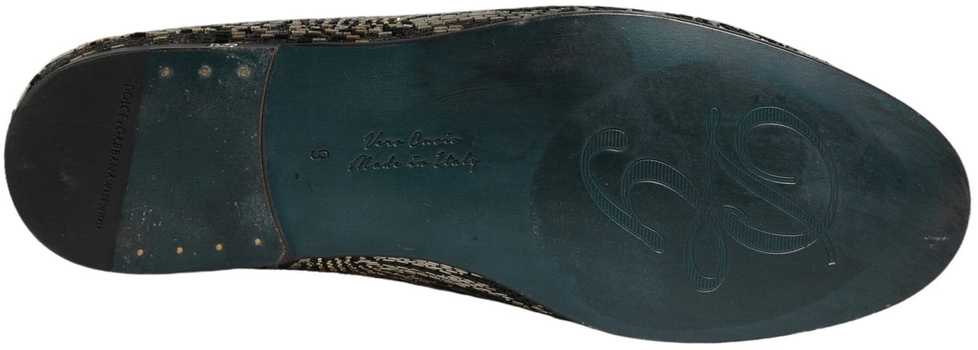 Dolce & Gabbana Black Silver Embellished Dress Loafers Shoes