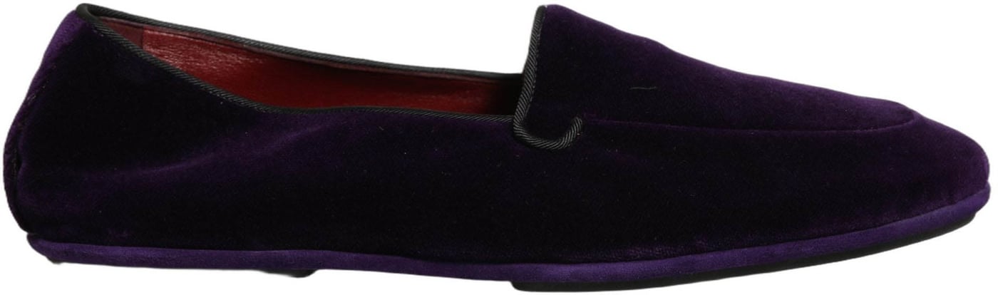 Dolce & Gabbana Violet Velvet Slip On Men Flats Loafers Shoes
