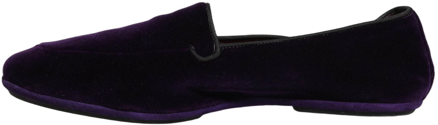 Dolce & Gabbana Violet Velvet Slip On Men Flats Loafers Shoes