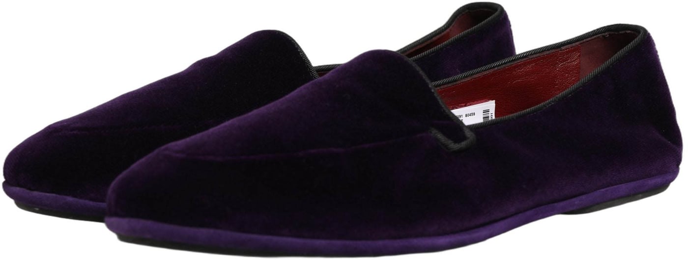 Dolce & Gabbana Violet Velvet Slip On Men Flats Loafers Shoes