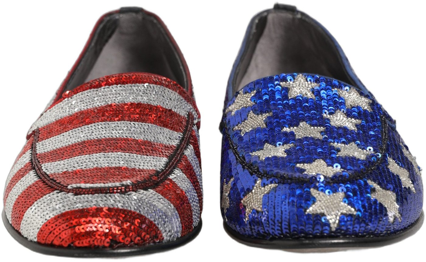 Dolce & Gabbana Multicolor Flag Sequin Dress Loafers Shoes